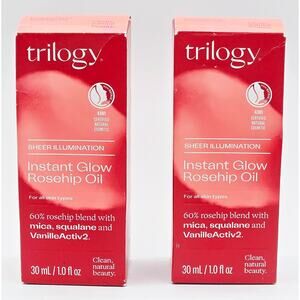 2 Pack Trilogy Instant Glow Rosehip Oil w/Mica, Squalane 1 oz. NIB 11/26